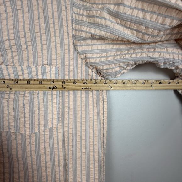 CP Shades San Francisco Crinkle Button Down Shirt Small Striped Beachy Preppy - Picture 7 of 8